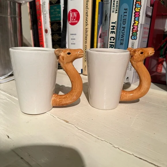 Source Unknown White Ceramic Mugs with Camel Handle - Set of 2 - Picture 3 of 5